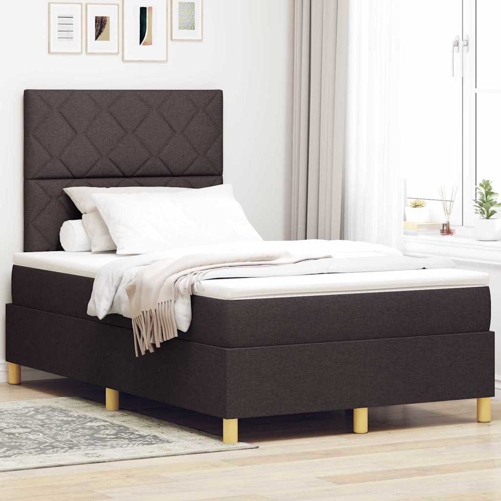 LED Box Spring Bed met matras Donkerbruin 120 x 190 cm Stof is nu te koop bij PeponiXL, paradijselijk wonen!