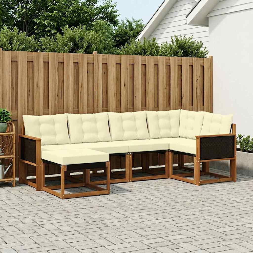 Buiten bankenset met kussen 6 pcs Natuurlijk en Crème is nu te koop bij PeponiXL, paradijselijk wonen!