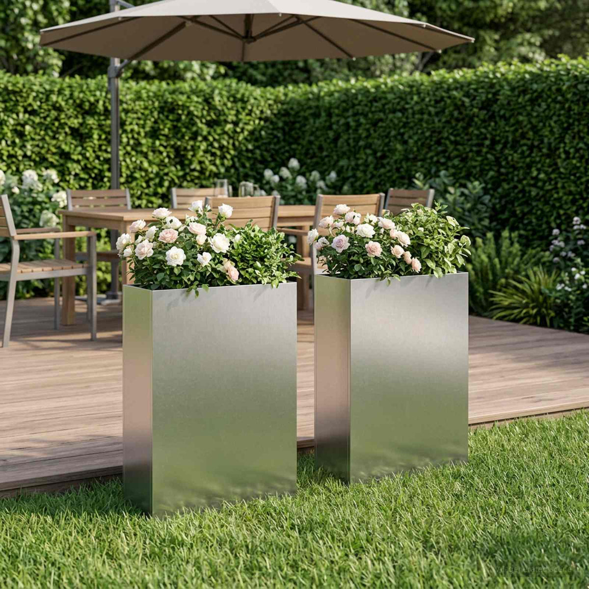 Plantenbak 2 st zilver 50 x 20 x 75 cm Roestvrij staal is nu te koop bij PeponiXL, paradijselijk wonen!