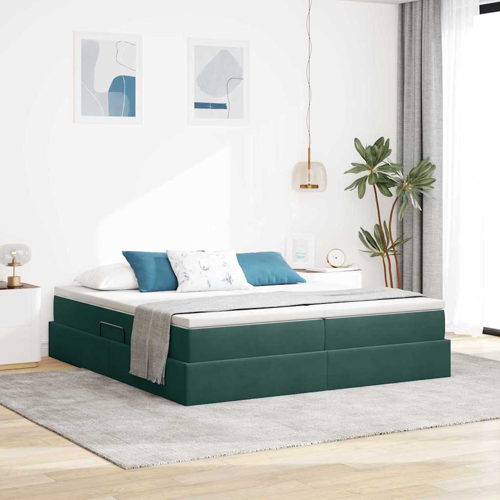 Opbergbed met matras Donkergroen 200 x 200 cm Fluweel is nu te koop bij PeponiXL, paradijselijk wonen!