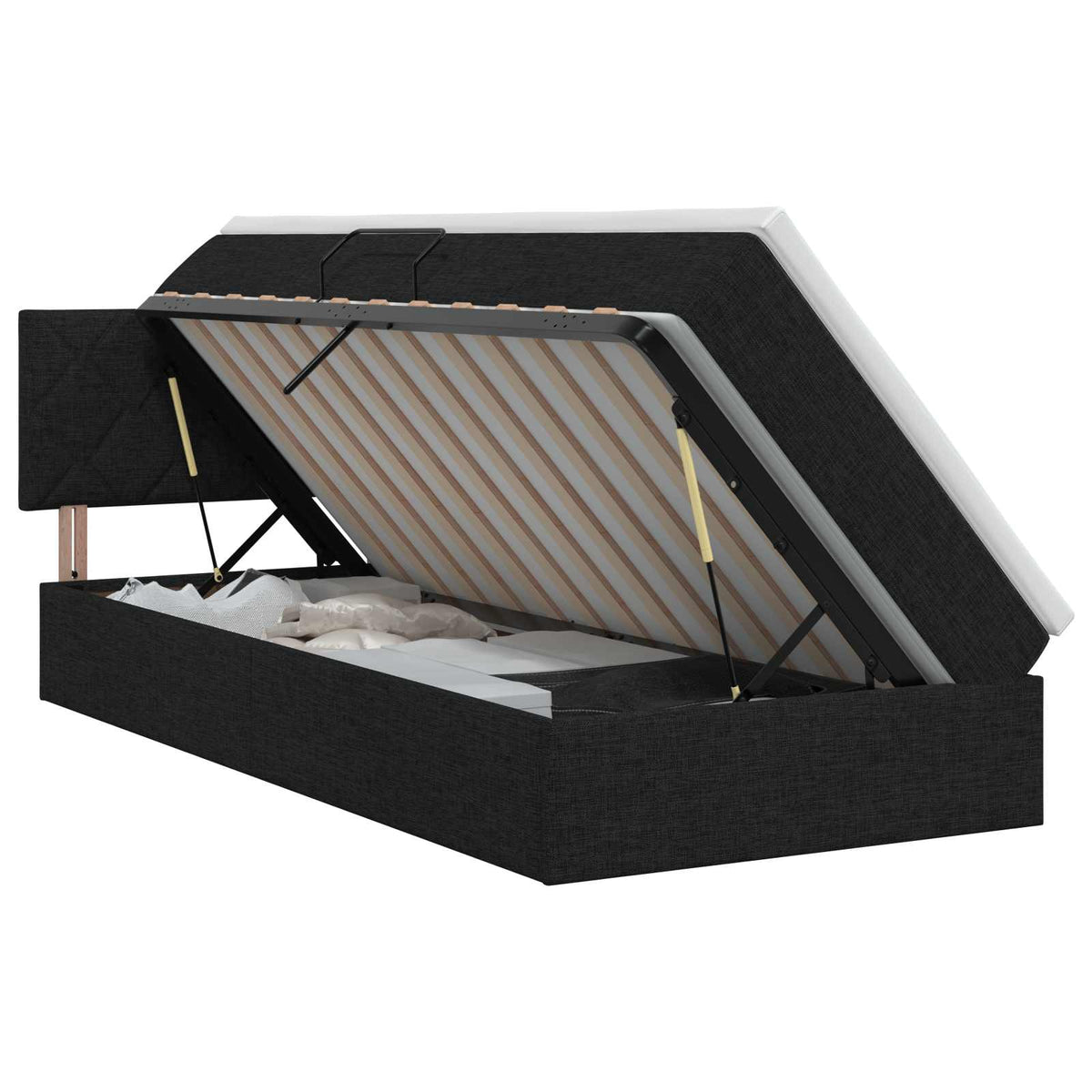 Opbergbed met matras met hoofdeinde Zwart 90 x 200 cm fluweel is nu te koop bij PeponiXL, paradijselijk wonen!