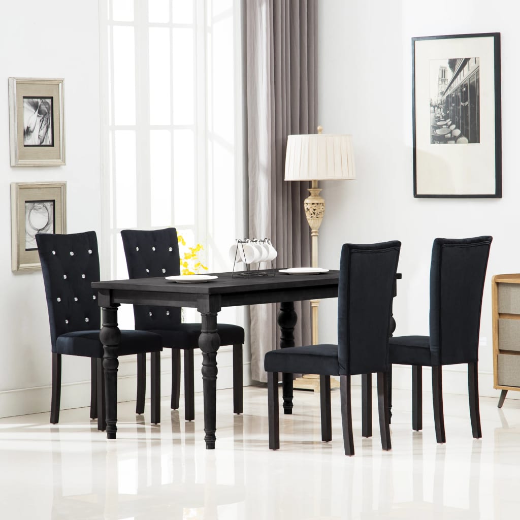 Eetkamerstoelen 4 st fluweel zwart is nu te koop bij PeponiXL, paradijselijk wonen!