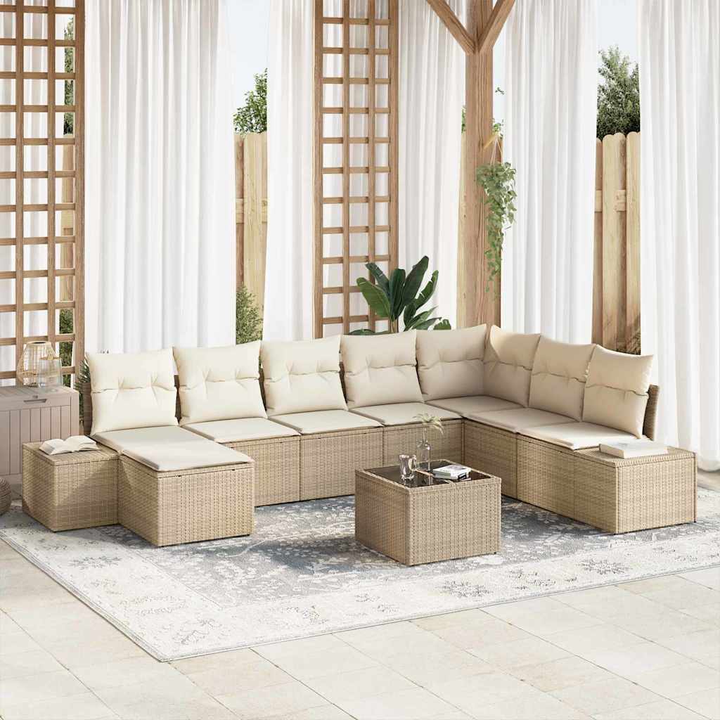 Tuin Sofa Set 8 st Beige en Crème poly rattan is nu te koop bij PeponiXL, paradijselijk wonen!