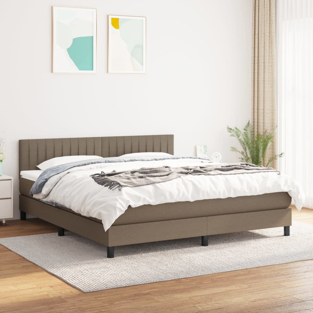 Boxspring met matras stof taupe 160x200 cm is nu te koop bij PeponiXL, paradijselijk wonen!