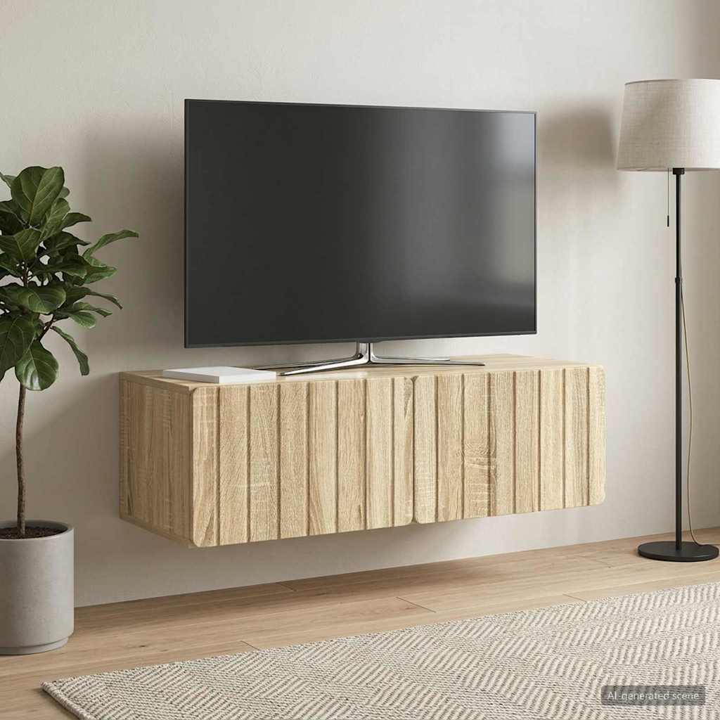 Wandbeugel TV-kast Sonoma Eiken 98 x 41 x 30 cm Bewerkt hout is nu te koop bij PeponiXL, paradijselijk wonen!