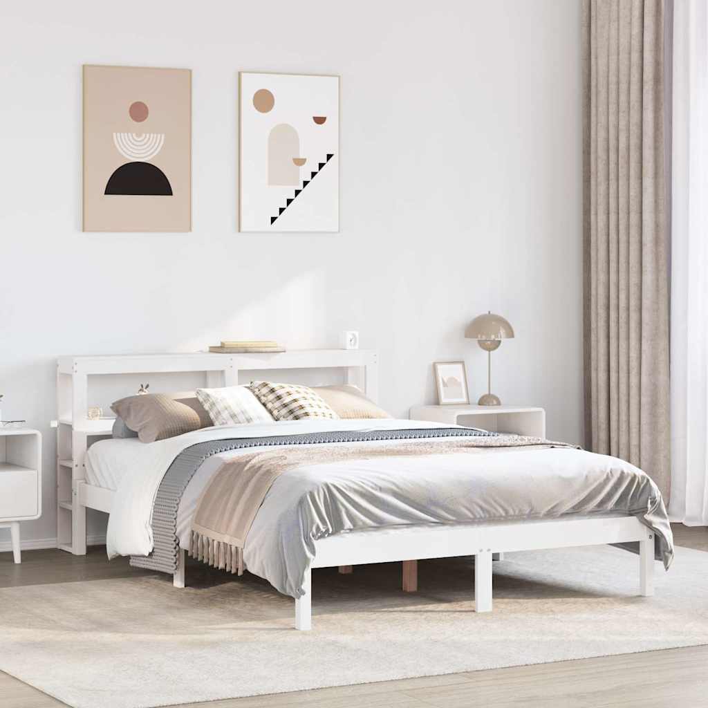 Bedframe zonder matras massief grenenhout wit 135x190 cm is nu te koop bij PeponiXL, paradijselijk wonen!