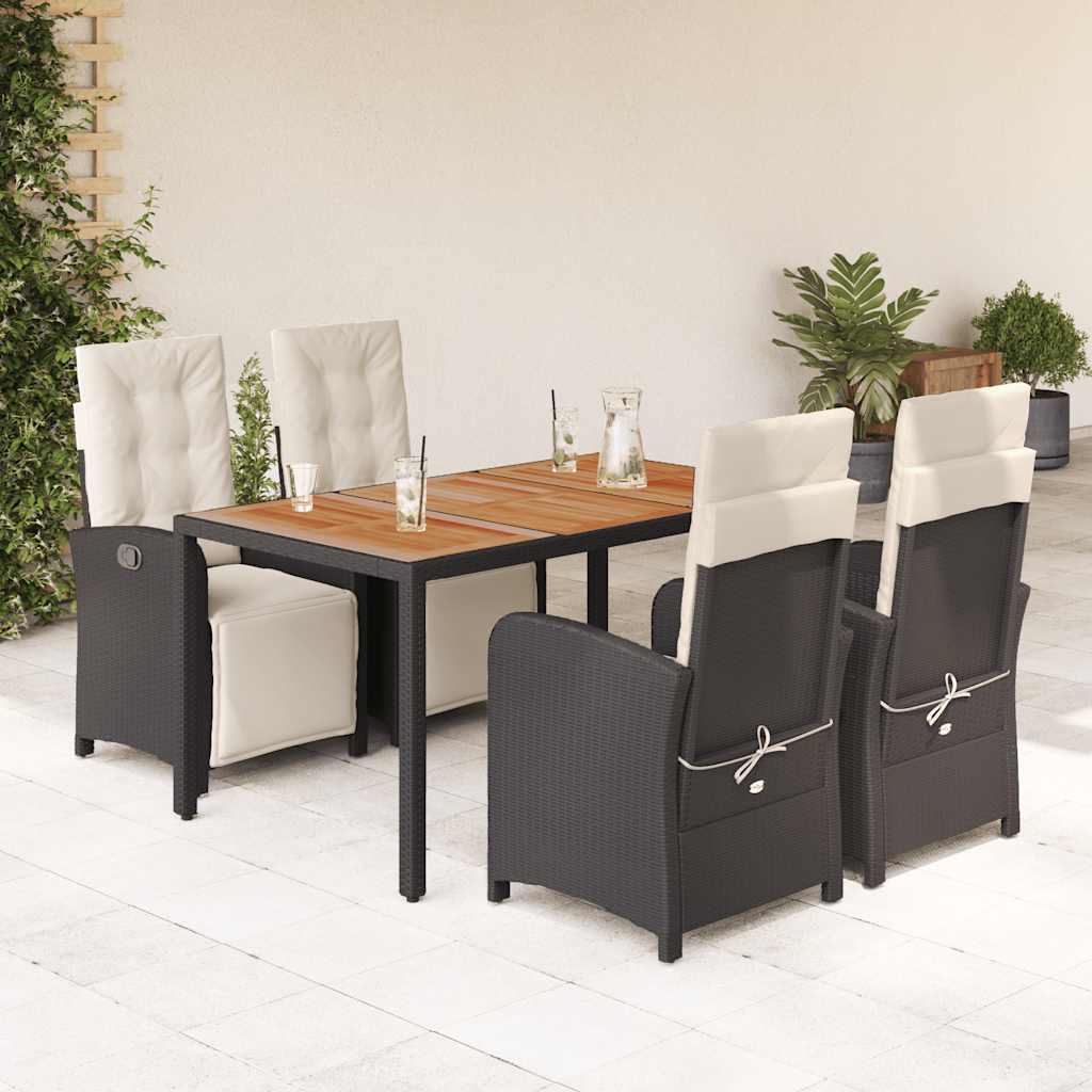 5-delige Tuinset met kussens poly rattan zwart is nu te koop bij PeponiXL, paradijselijk wonen!