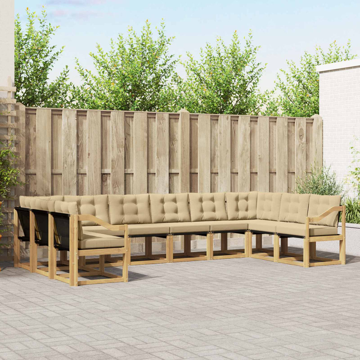 Buiten bankenset met kussen 10 pcs Wit en Beige is nu te koop bij PeponiXL, paradijselijk wonen!
