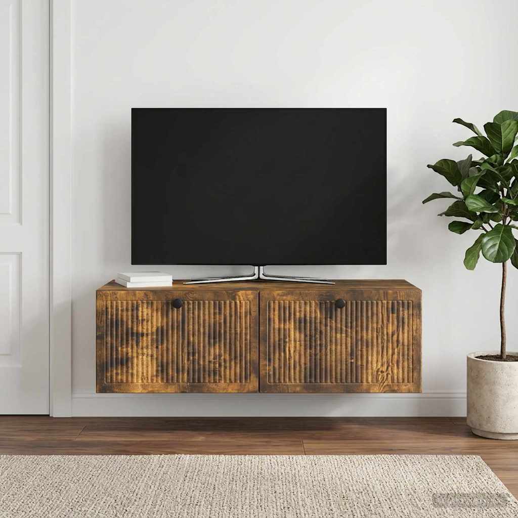 Wandbeugel TV-kast Gerookt eiken 98 x 41 x 30 cm Bewerkt hout is nu te koop bij PeponiXL, paradijselijk wonen!
