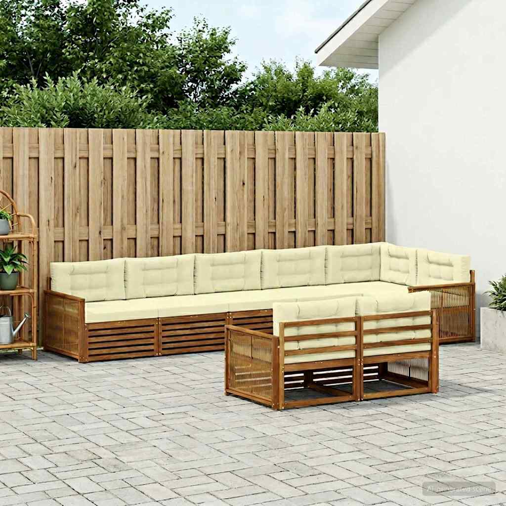 Buiten bankenset met kussen 8 pcs Natuurlijk en Crème is nu te koop bij PeponiXL, paradijselijk wonen!