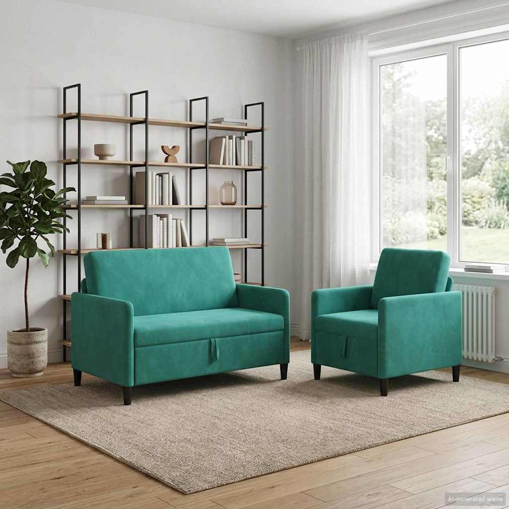 Bankenset met opbergruimte 2 st Turquoise Polyester is nu te koop bij PeponiXL, paradijselijk wonen!
