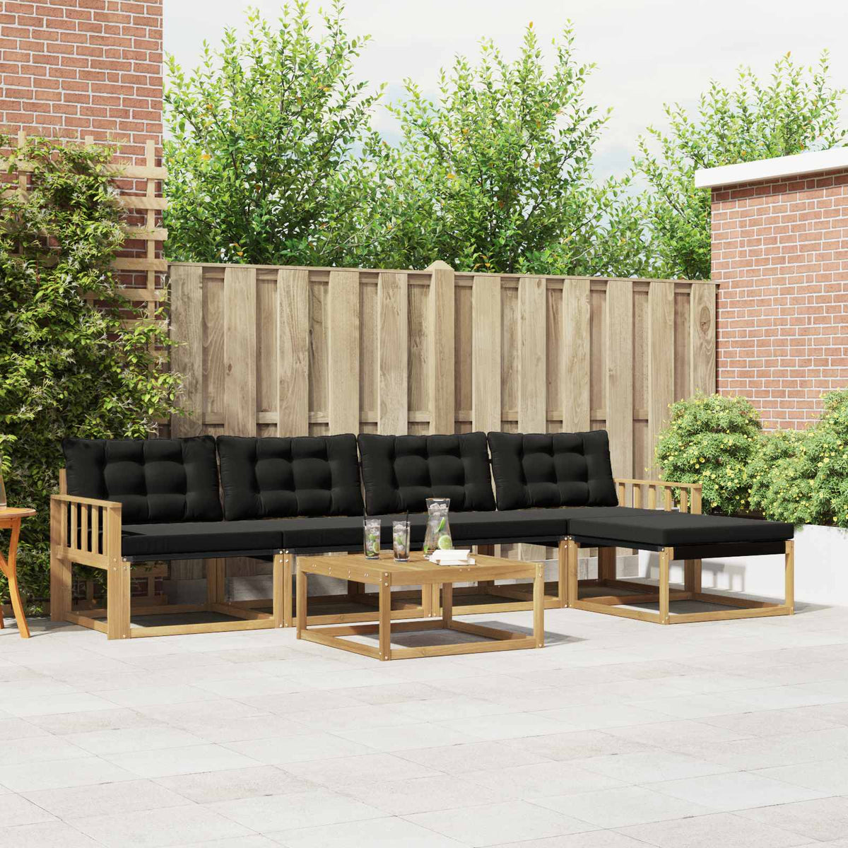 Buiten bankenset 6 pcs Wit en zwart is nu te koop bij PeponiXL, paradijselijk wonen!