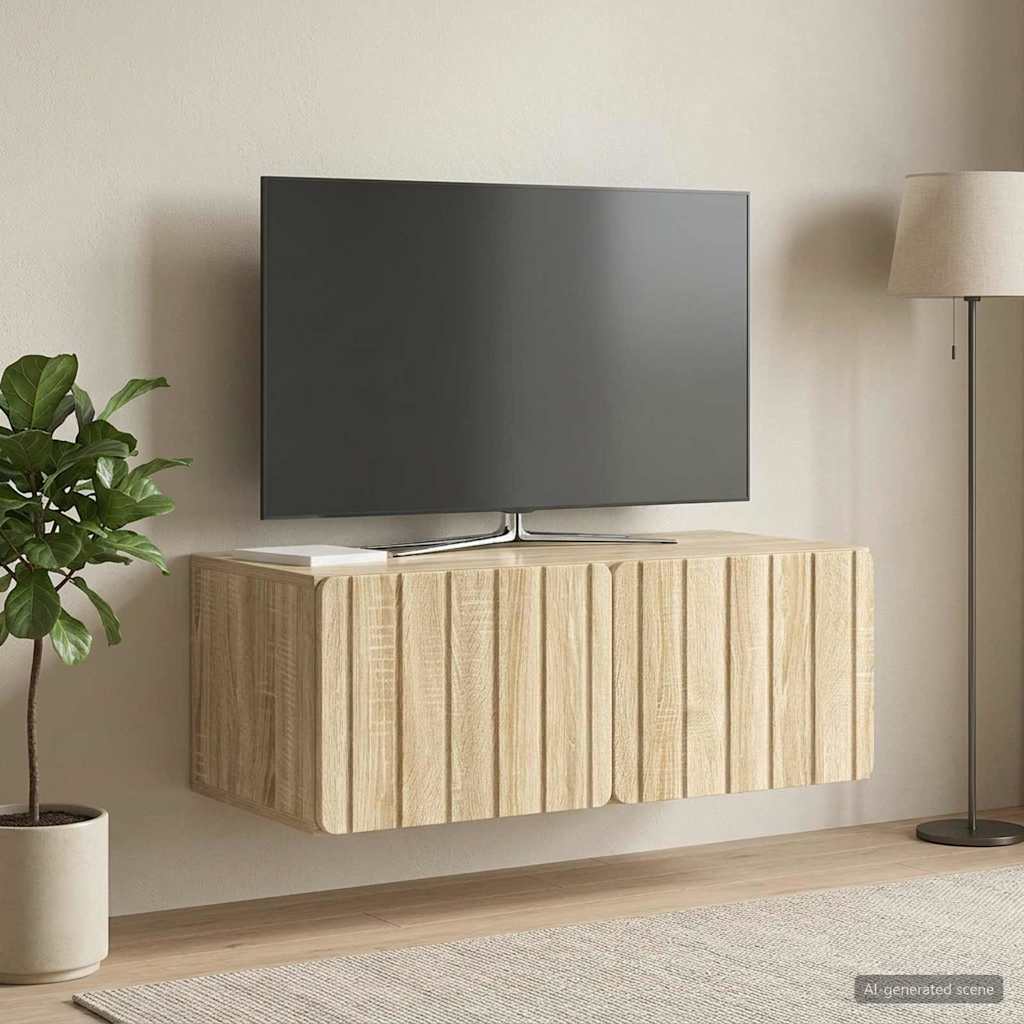 Wandbeugel TV-kast Sonoma Eiken 78,5 x 41 x 30 cm Bewerkt hout is nu te koop bij PeponiXL, paradijselijk wonen!