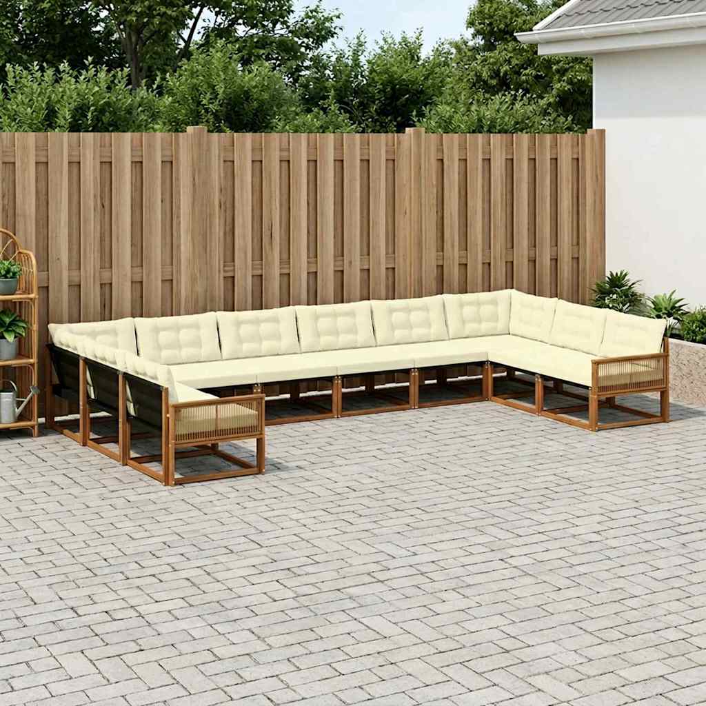 Buiten bankenset met kussen 10 pcs Natuurlijk en Crème is nu te koop bij PeponiXL, paradijselijk wonen!