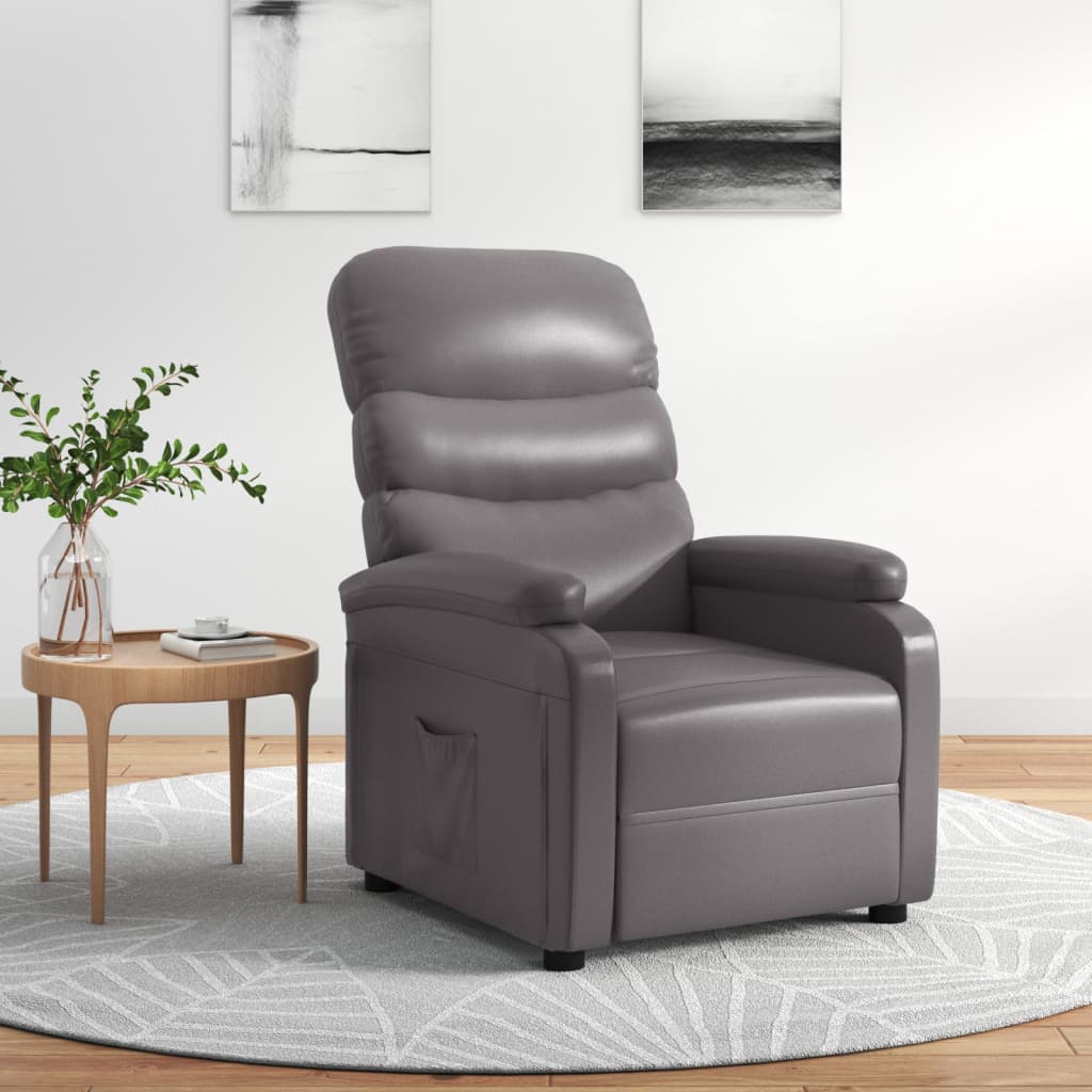 Fauteuil verstelbaar kunstleer grijs is nu te koop bij PeponiXL, paradijselijk wonen!