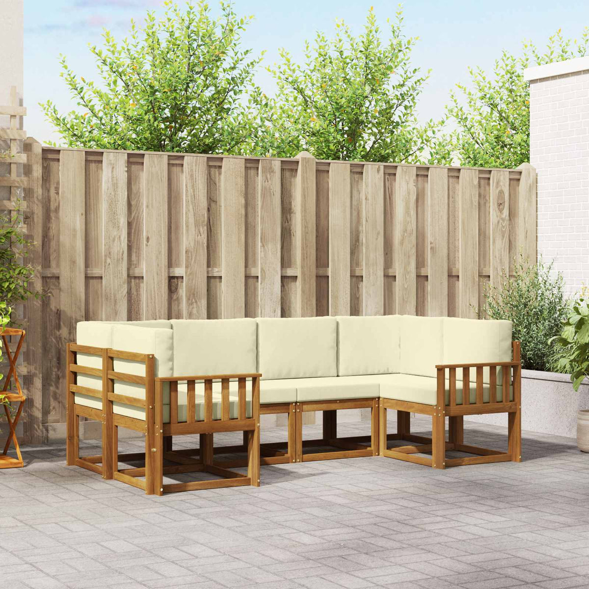 Buiten bankenset met kussen 6 pcs Natuurlijk en Crème is nu te koop bij PeponiXL, paradijselijk wonen!