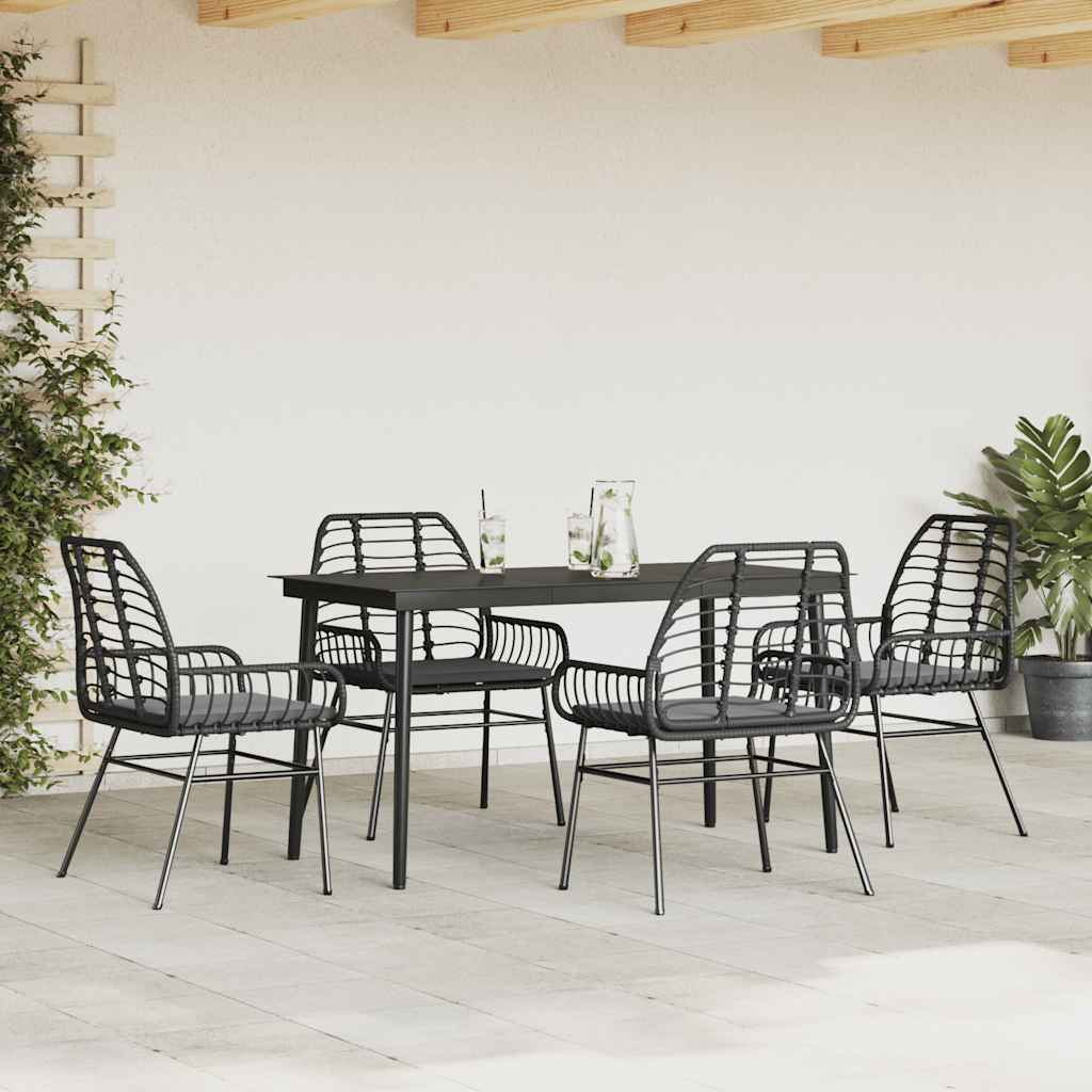 5-delige Tuinset met kussens poly rattan glas zwart is nu te koop bij PeponiXL, paradijselijk wonen!