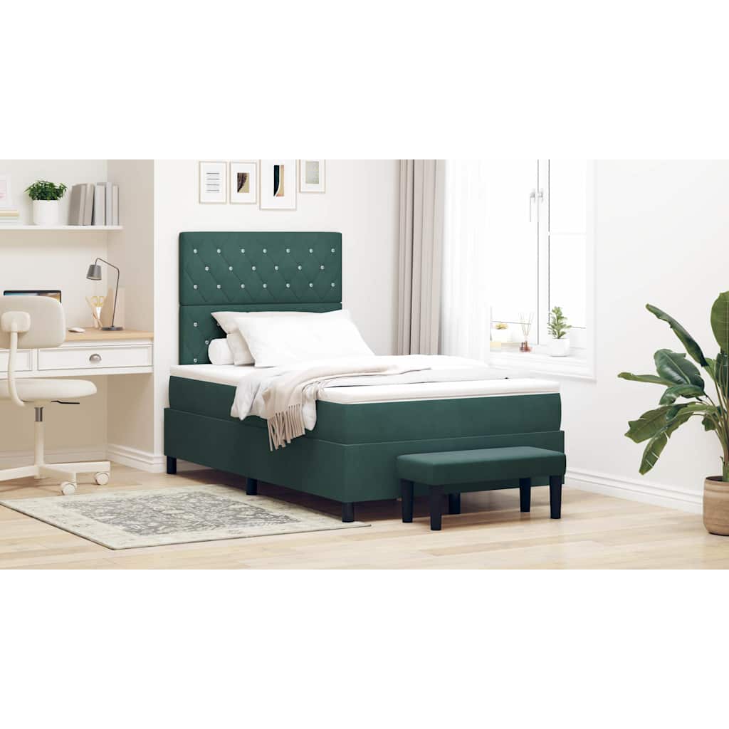 Boxspring bed met hoofdeinde Donkergroen 200 x 120 cm Fluweel is nu te koop bij PeponiXL, paradijselijk wonen!