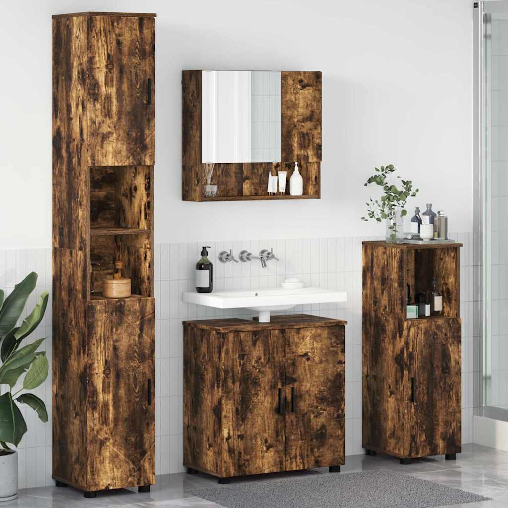Badkamermeubelset 4 st Gerookt eiken 61 x 35 x 64 cm is nu te koop bij PeponiXL, paradijselijk wonen!