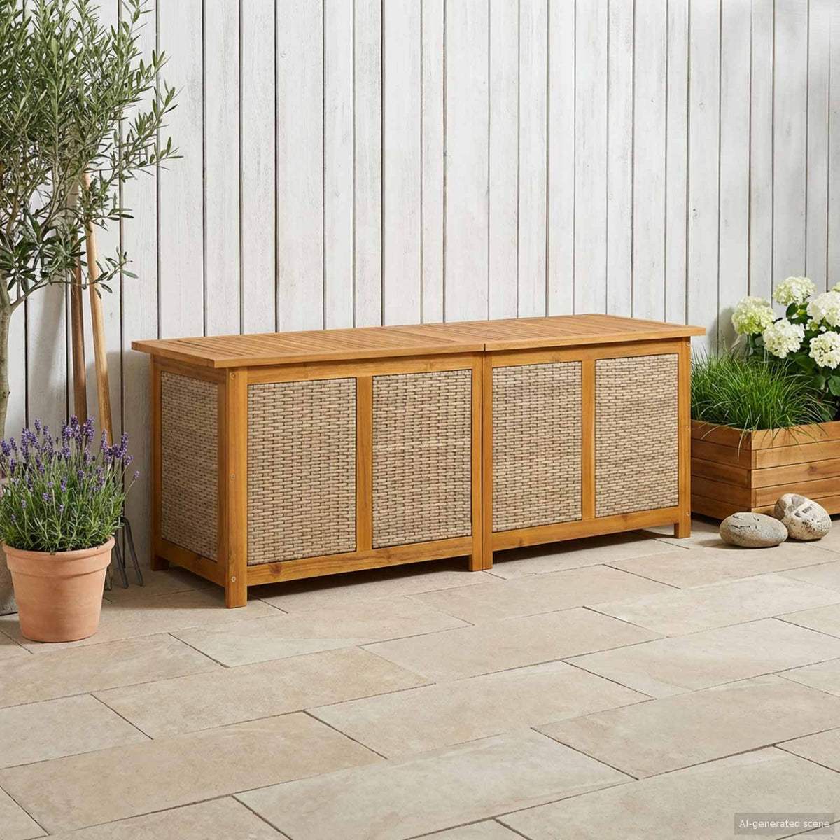 Tuinopslagdoos 185 L Massief Acaciahout 150 x 50 x 56 cm Beige is nu te koop bij PeponiXL, paradijselijk wonen!