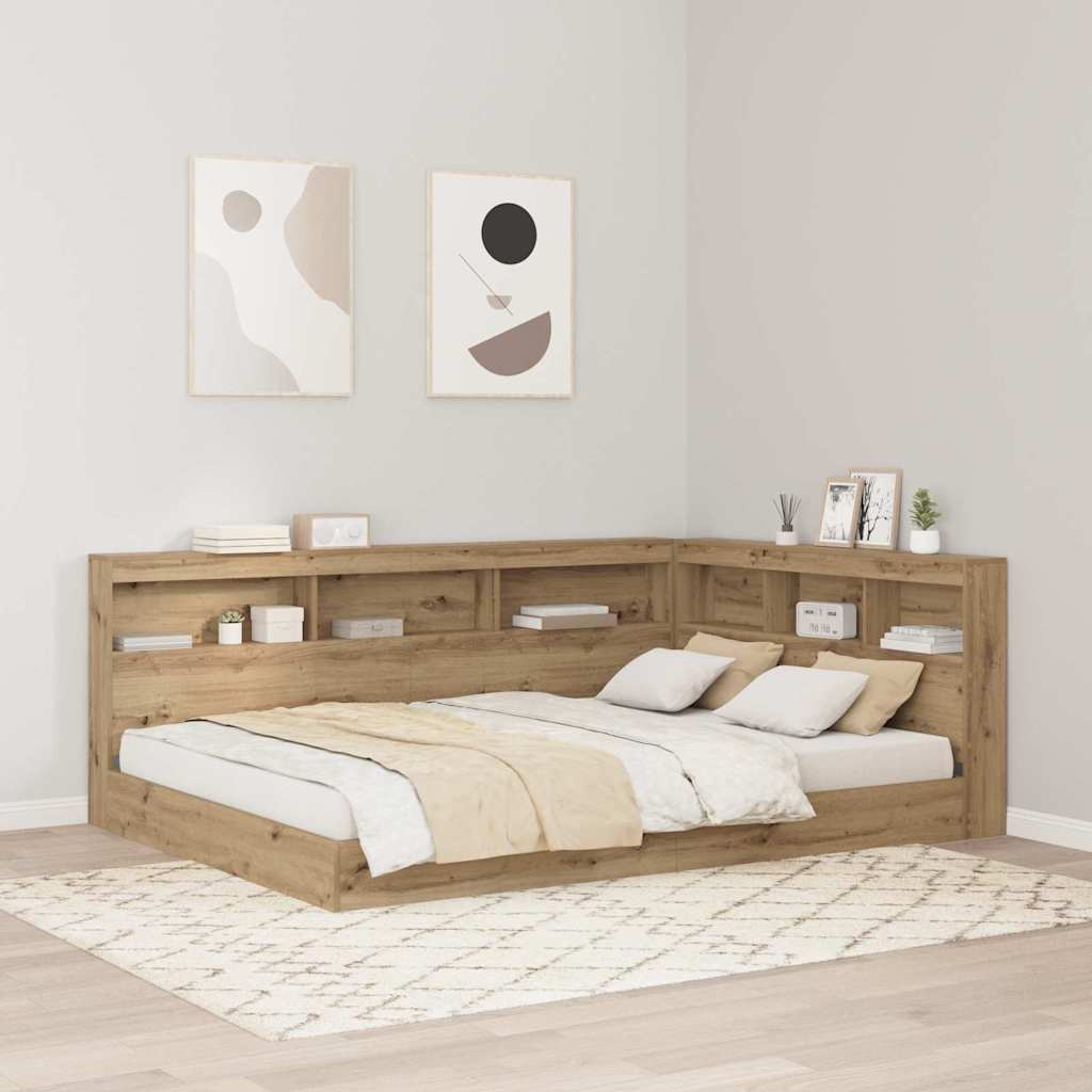 Opberghoofdbord met plank Artisan Eiken 140 cm Bewerkt hout is nu te koop bij PeponiXL, paradijselijk wonen!