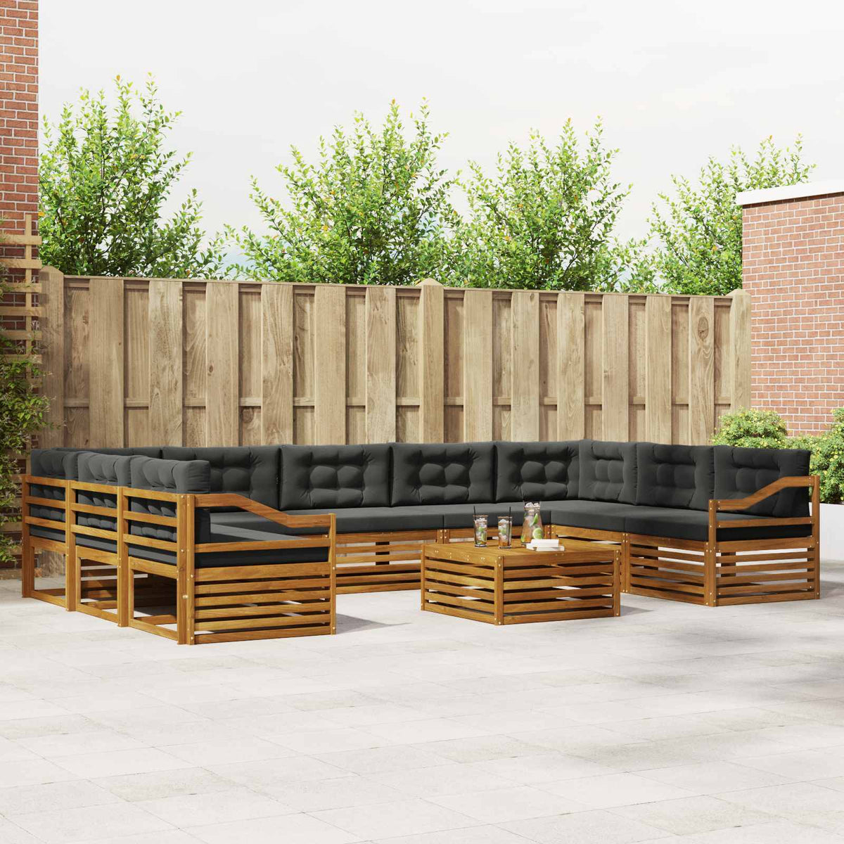 Buiten bankenset met kussen 10 pcs Natuurlijk en Antraciet is nu te koop bij PeponiXL, paradijselijk wonen!