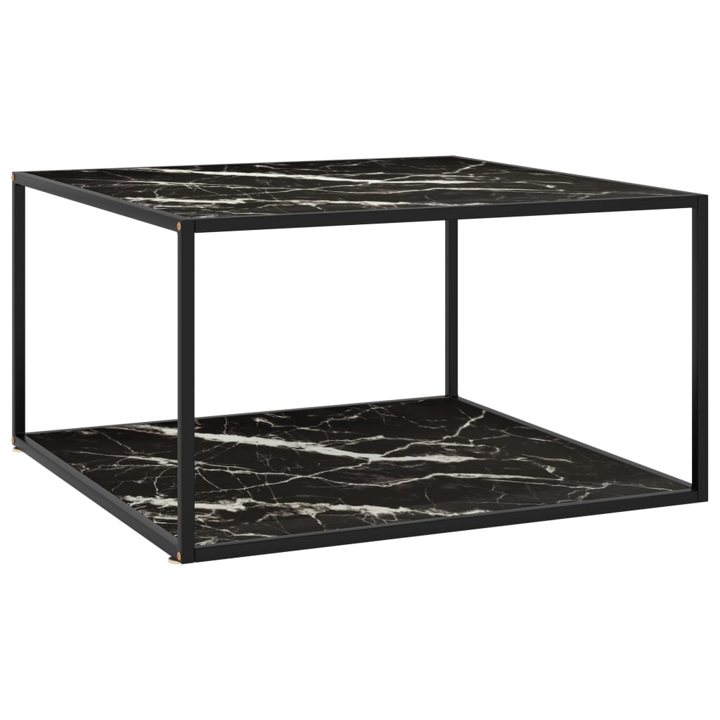 Salontafel met zwart marmerglas 90x90x50 cm zwart is nu te koop bij PeponiXL, paradijselijk wonen!