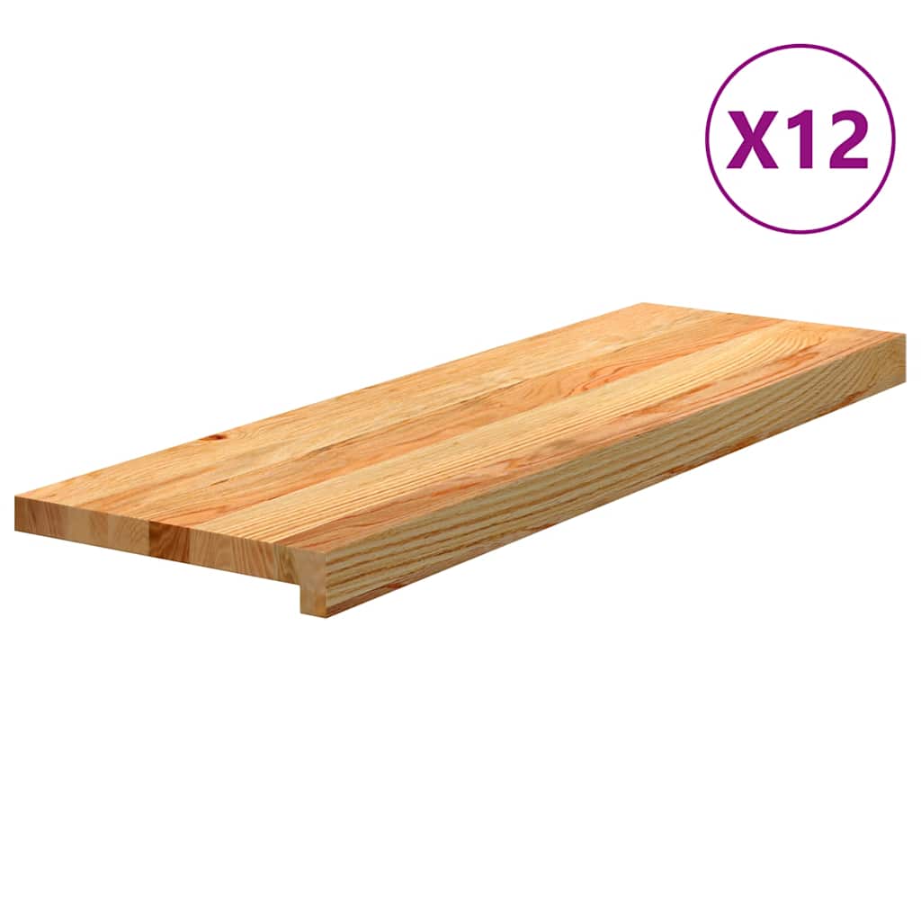 Traptreden 12 st 80x25x2 cm massief eikenhout lichtbruin is nu te koop bij PeponiXL, paradijselijk wonen!