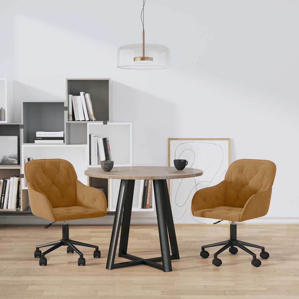 Eetkamerstoelen draaibaar 2 st fluweel bruin is nu te koop bij PeponiXL, paradijselijk wonen!