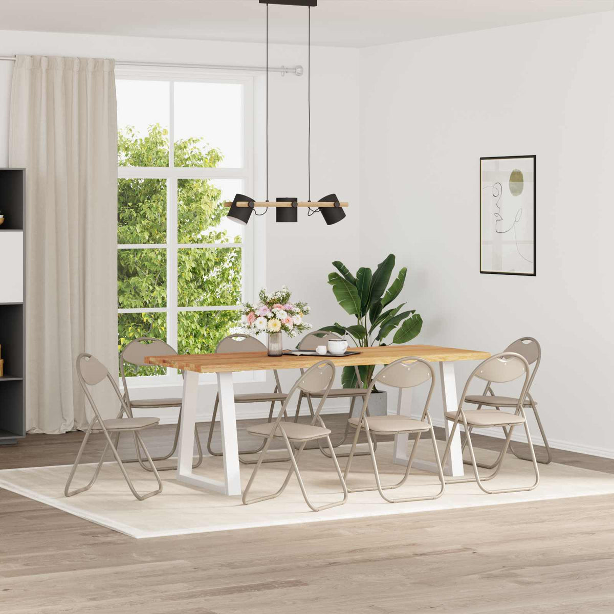 Inklapbare stoel 8 pcs Zand 48 x 43,5 x 81 cm Nep Leer is nu te koop bij PeponiXL, paradijselijk wonen!