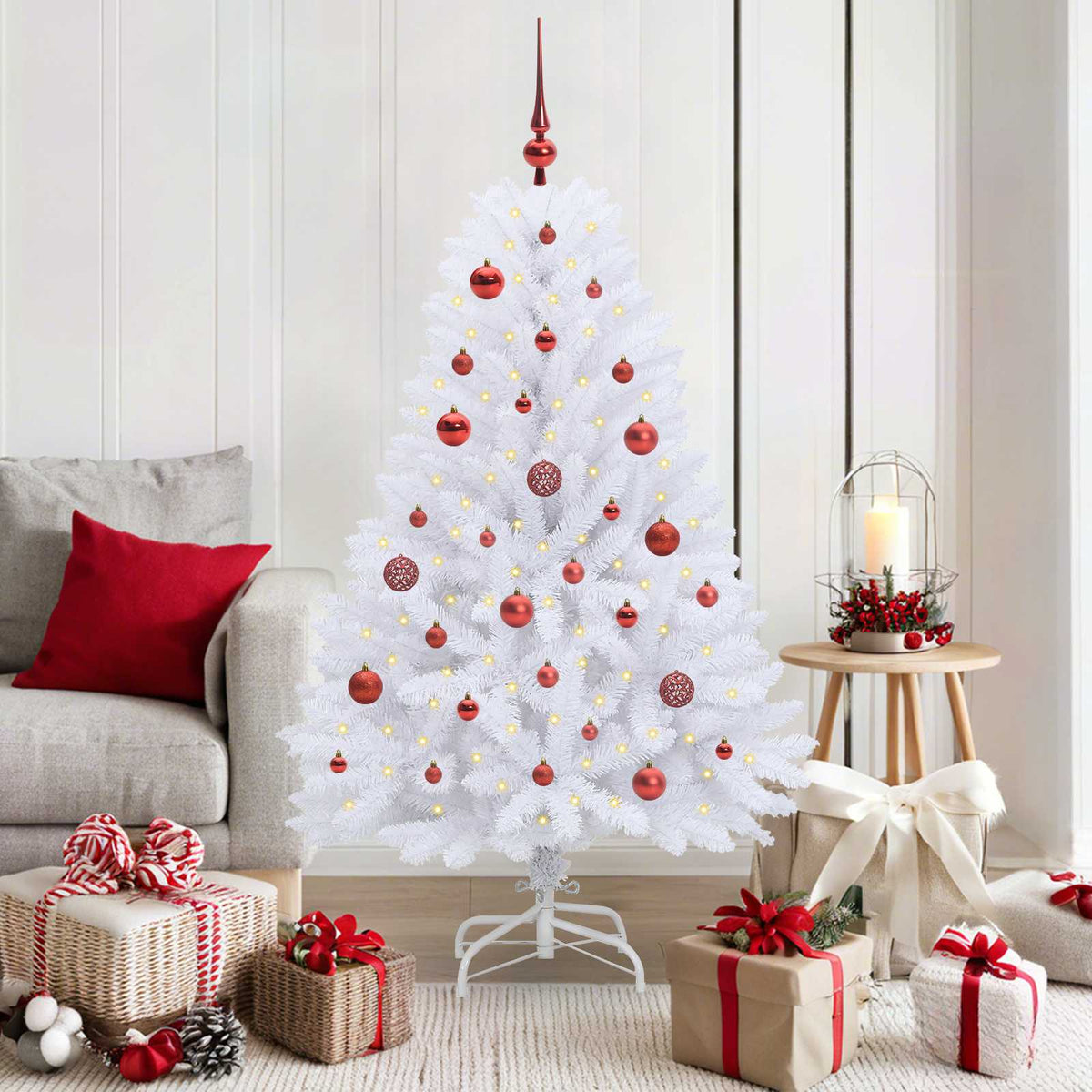 Kunstmatige Inklapbare Kerstboom Wit 150 cm PVC en Staal is nu te koop bij PeponiXL, paradijselijk wonen!