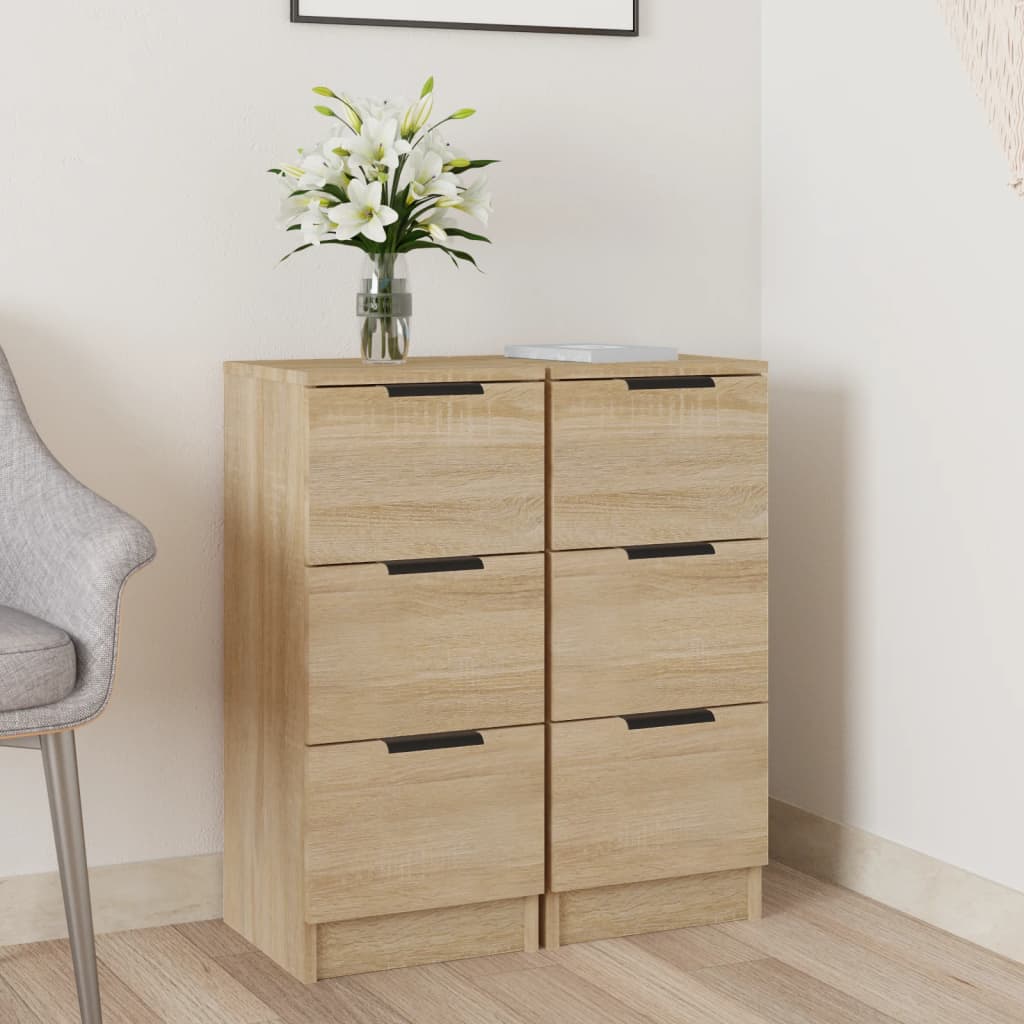 Dressoirs 2 st 30x30x70 cm bewerkt hout sonoma eikenkleurig is nu te koop bij PeponiXL, paradijselijk wonen!