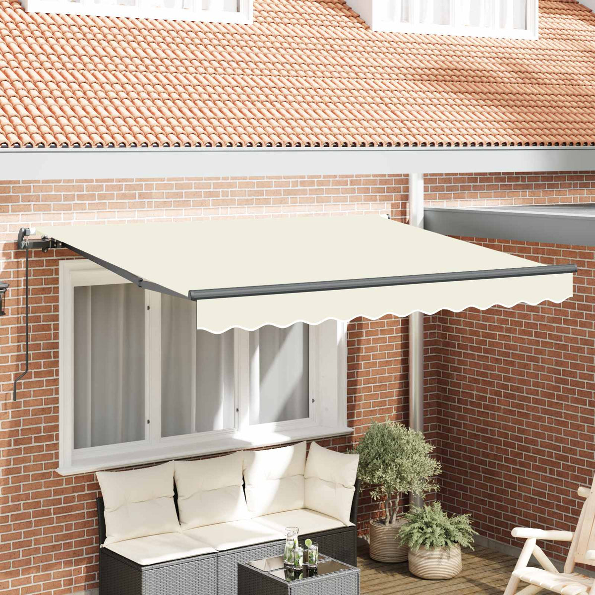 Inklapbaar Zonnescherm Crème 300 x 200 cm Stof is nu te koop bij PeponiXL, paradijselijk wonen!