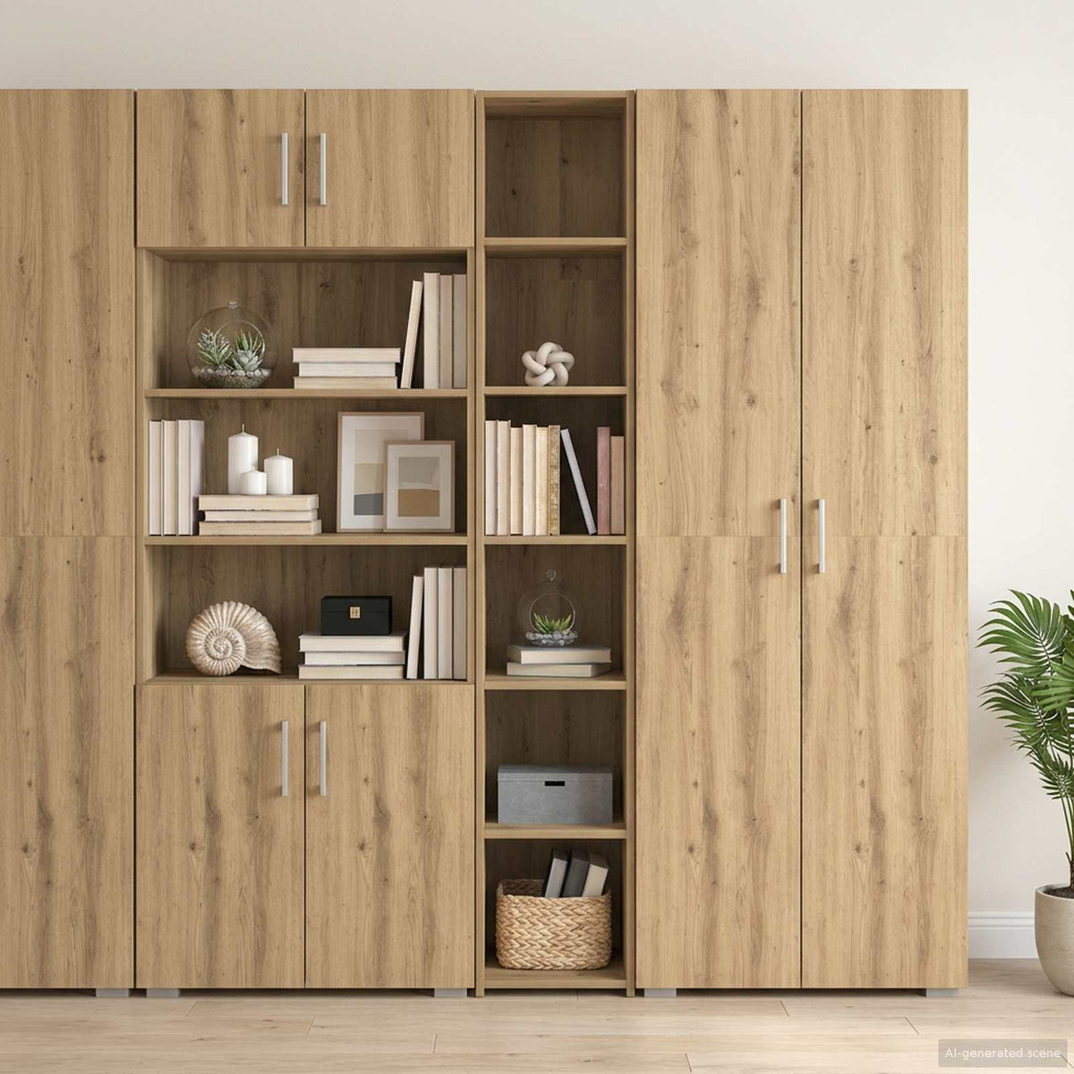 Hoge kast Artisanaal eiken 30 x 41 x 185 cm Bewerkt hout is nu te koop bij PeponiXL, paradijselijk wonen!