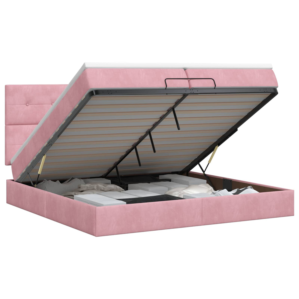 Ottoman bed met matras met hoofdeinde Roze 200 x 200 cm Fluweel is nu te koop bij PeponiXL, paradijselijk wonen!