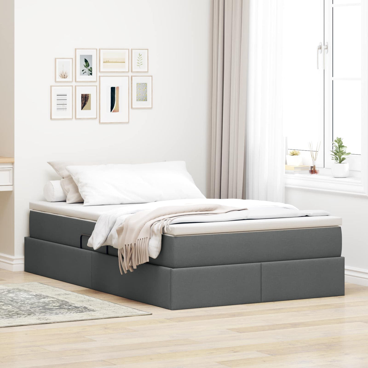 Opslag bed met matras Donkergrijs 120 x 190 cm Polyester is nu te koop bij PeponiXL, paradijselijk wonen!