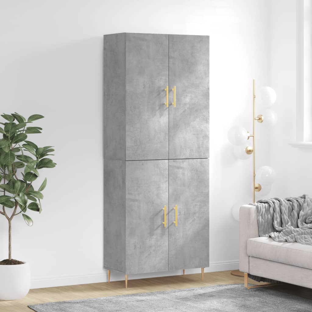 Hoge kast 69,5x34x180 cm bewerkt hout betongrijs is nu te koop bij PeponiXL, paradijselijk wonen!