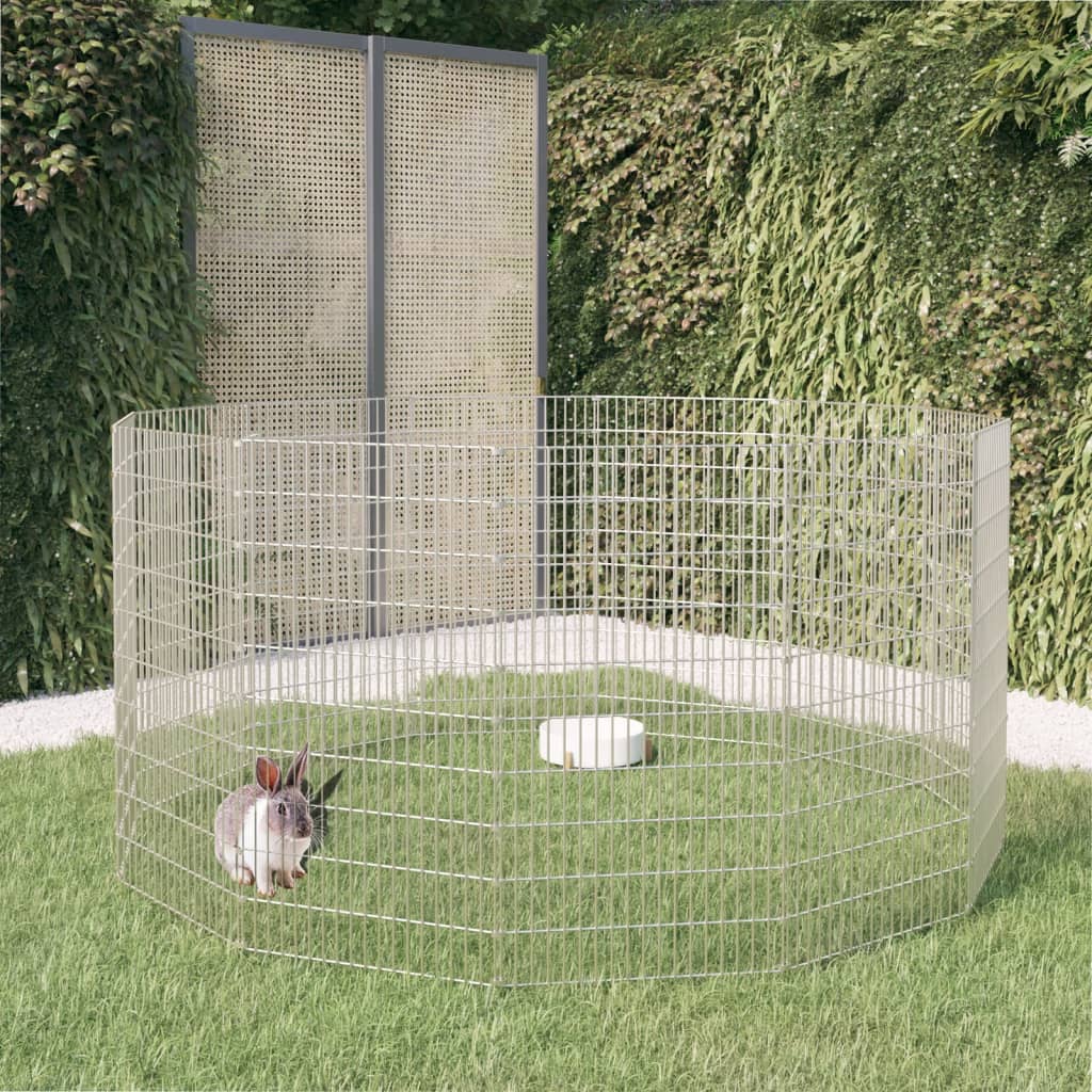 Vrije uitloopverblijf voor dieren 12 panelen 54x100 cm gegalvaniseerd ijzer is nu te koop bij PeponiXL, paradijselijk wonen!