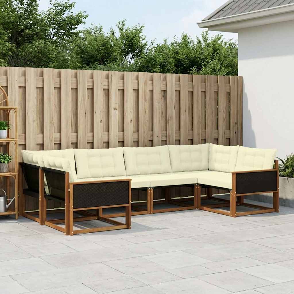 Buiten bankenset met kussen 6 pcs Natuurlijk en Crème is nu te koop bij PeponiXL, paradijselijk wonen!