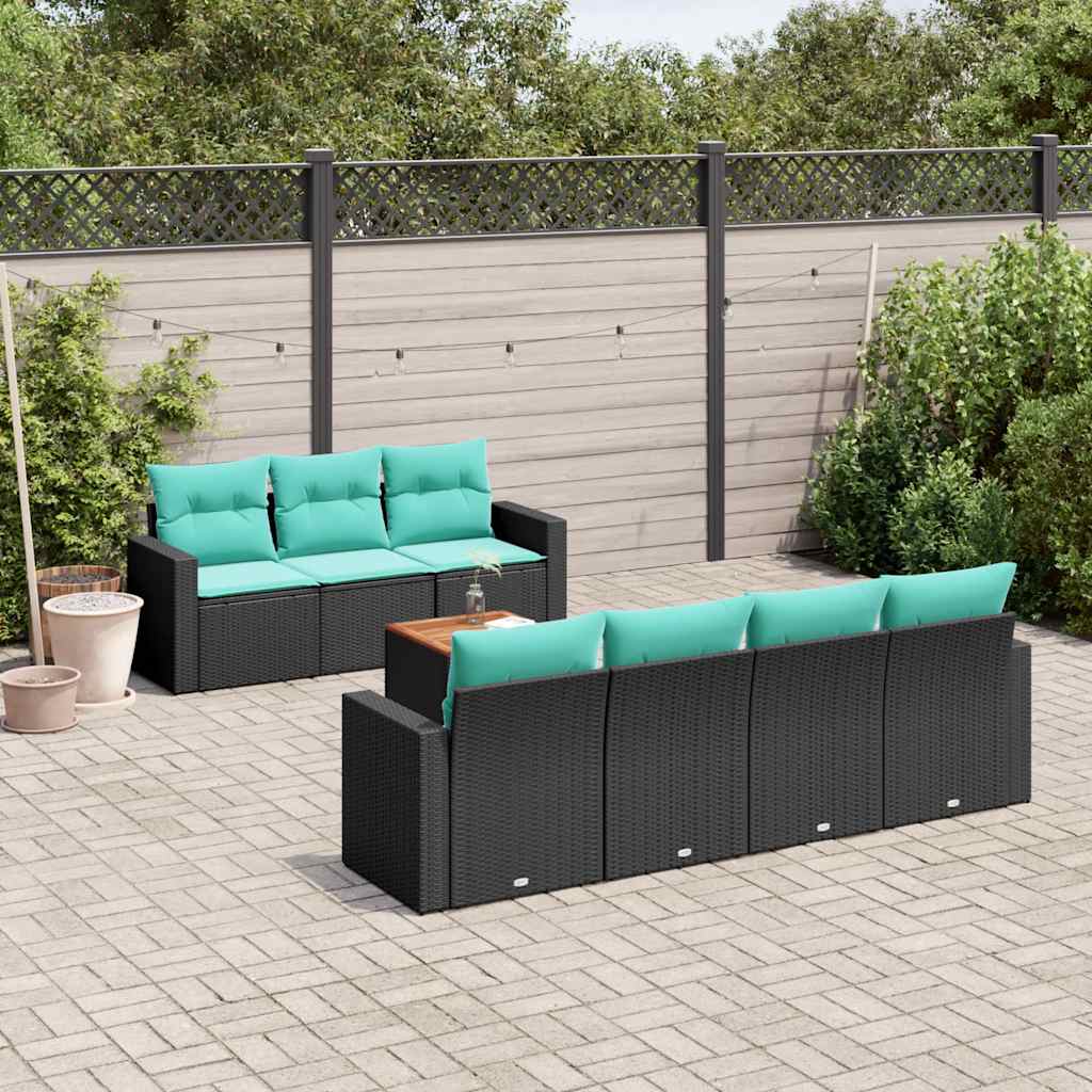8-delige Loungeset met kussens poly rattan zwart is nu te koop bij PeponiXL, paradijselijk wonen!