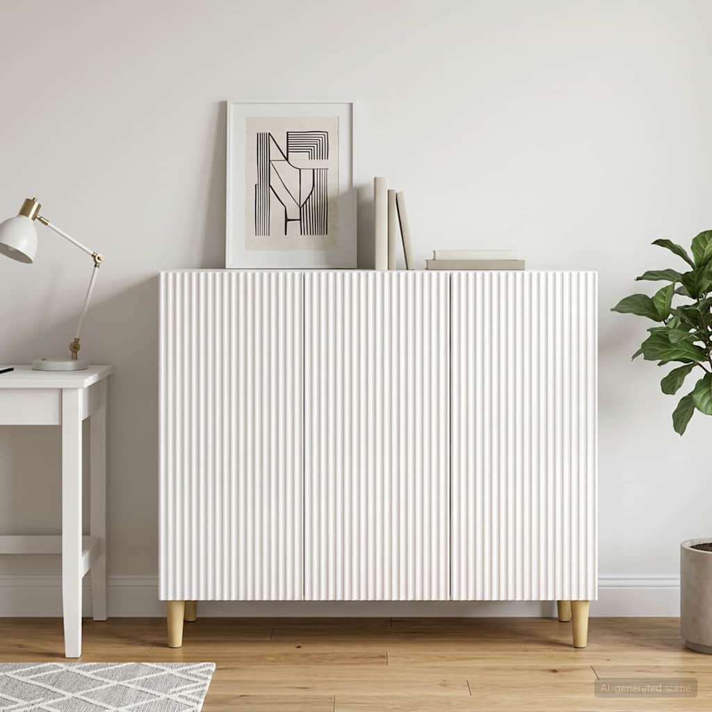 Dressoir Hoogglans Wit 89 x 34,5 x 80 cm Bewerkt hout is nu te koop bij PeponiXL, paradijselijk wonen!