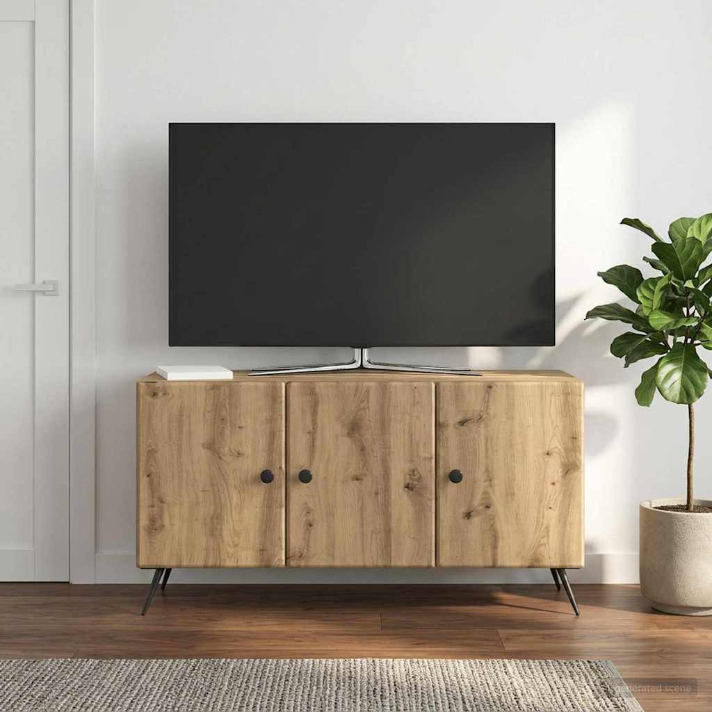 TV-kast Artisanaal eiken 99 x 34,5 x 50 cm Bewerkt hout is nu te koop bij PeponiXL, paradijselijk wonen!