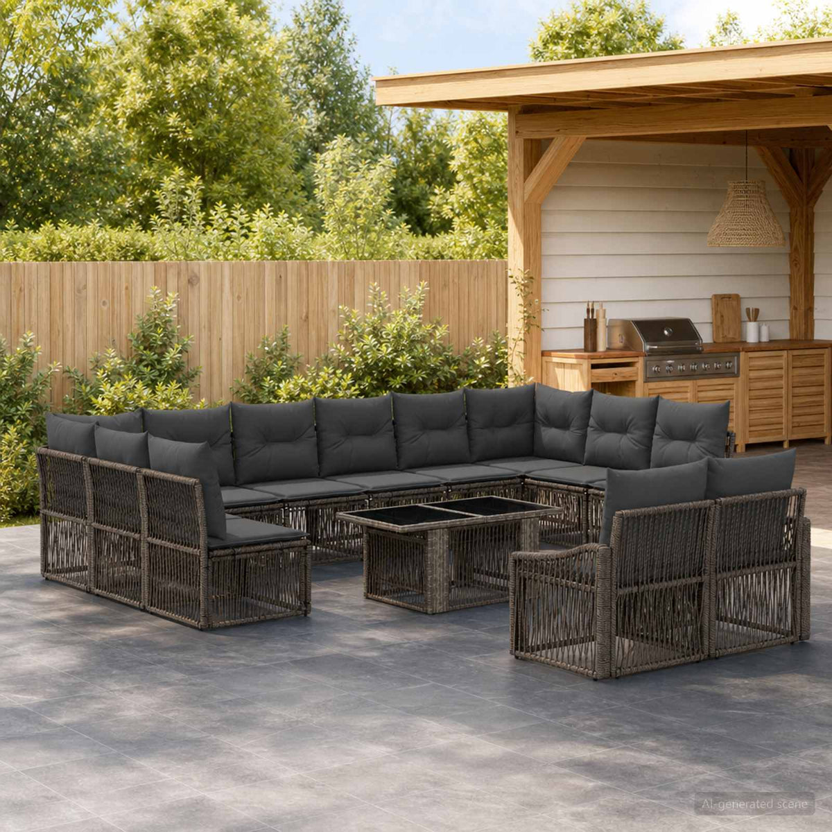 Tuinbankenset 13 st Grijs en Donkergrijs poly rattan is nu te koop bij PeponiXL, paradijselijk wonen!