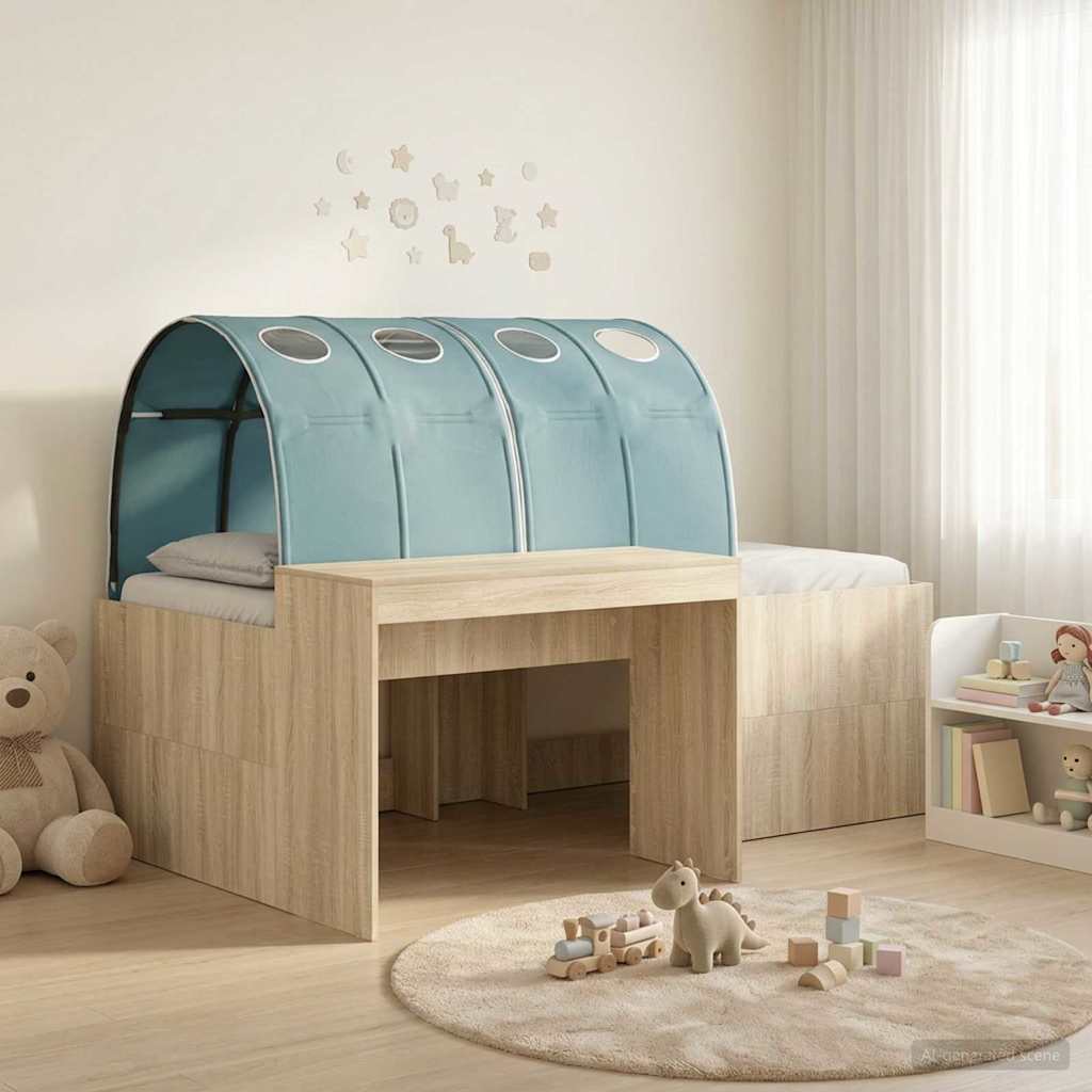 Bedframe met Tunnel met plank 3 st Sonoma eiken en lichtblauw is nu te koop bij PeponiXL, paradijselijk wonen!