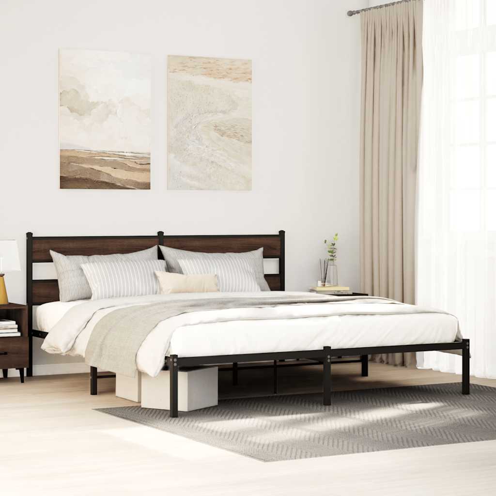 Bedframe met hoofdbord zonder matras bruin eiken 190x200 cm is nu te koop bij PeponiXL, paradijselijk wonen!