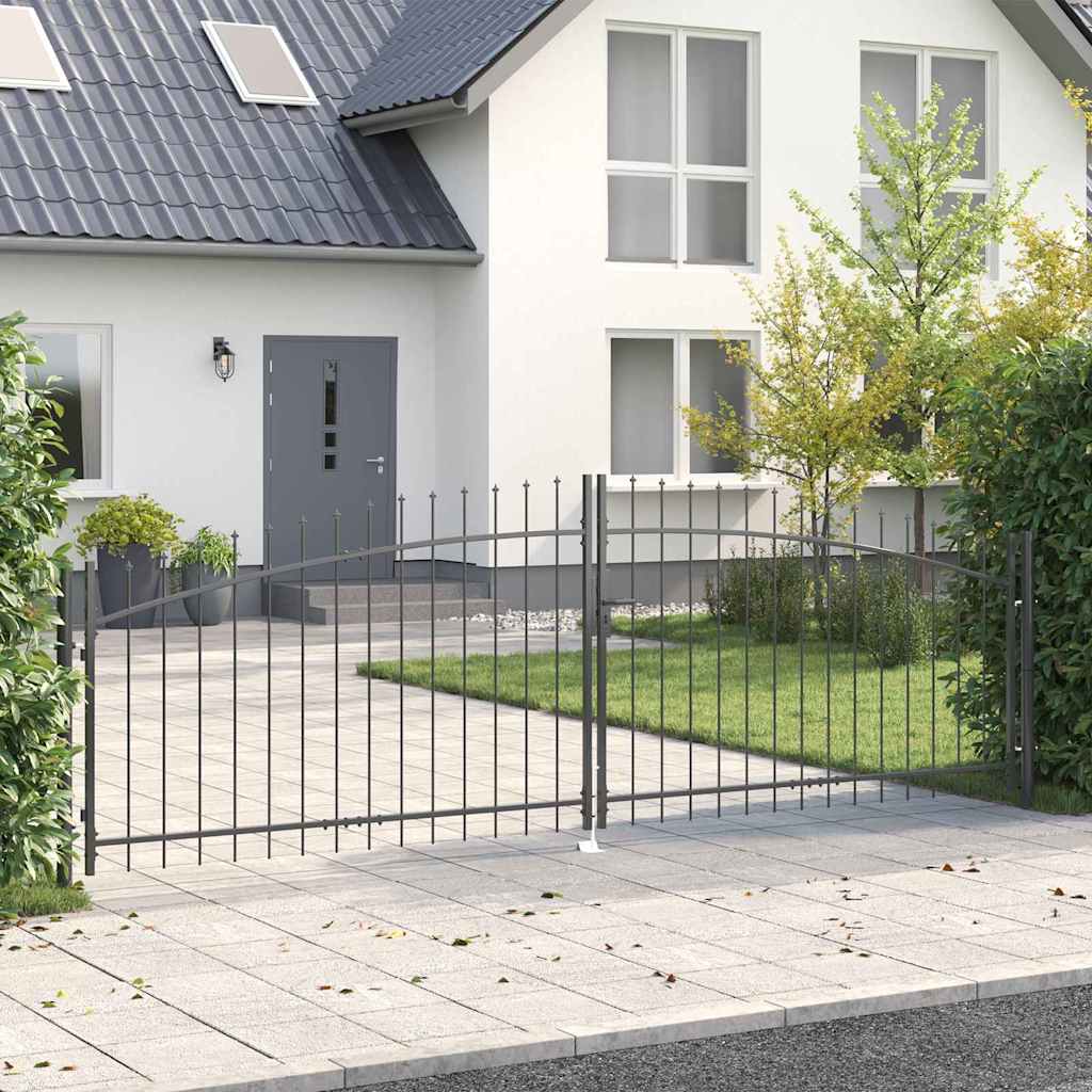 Dubbele Poort met slot Woerden Grijs 400 x 174,5 cm Staal is nu te koop bij PeponiXL, paradijselijk wonen!