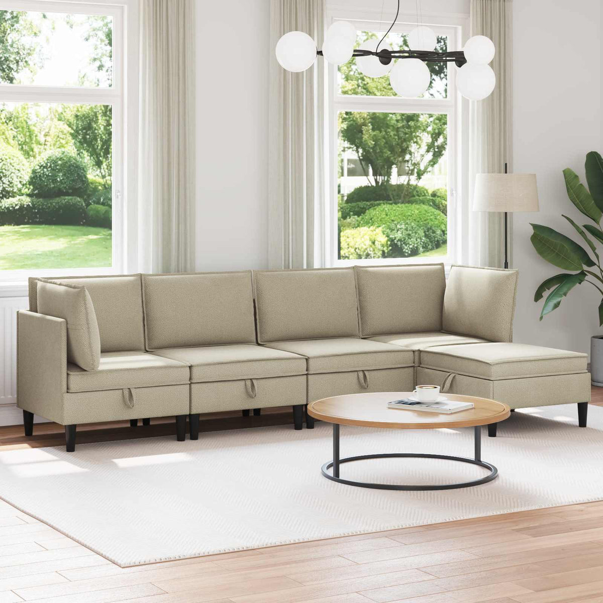 Woonkamer Meubelset 5 pcs Zand Stof is nu te koop bij PeponiXL, paradijselijk wonen!