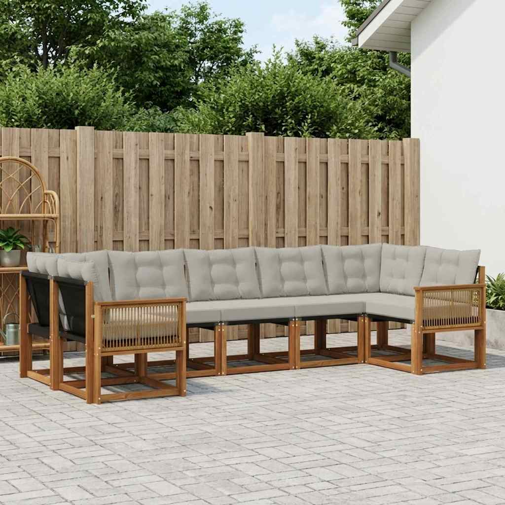 Buiten bankenset met kussen 7 pcs Naturel en lichtgrijs is nu te koop bij PeponiXL, paradijselijk wonen!