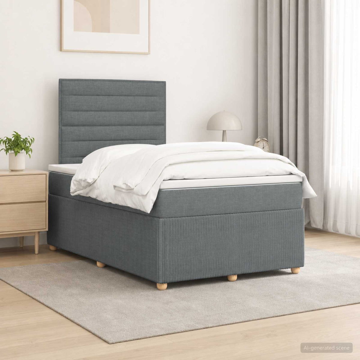 Boxspringbed met matras Donkergrijs 120 x 200 cm Stof is nu te koop bij PeponiXL, paradijselijk wonen!