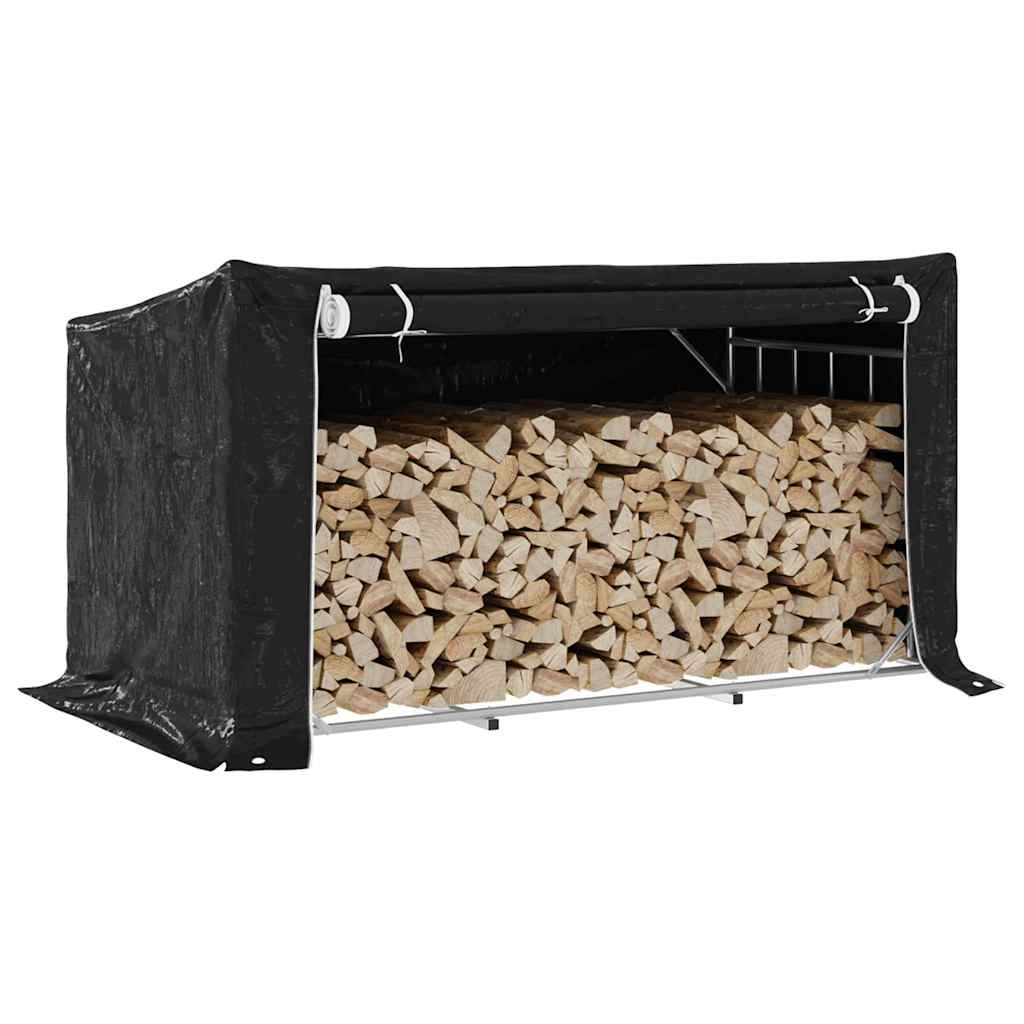 Haardhoutrek met regenhoes 200,5x100,5x110,5 cm staal is nu te koop bij PeponiXL, paradijselijk wonen!